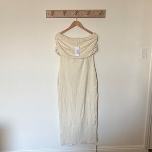 Reformation Josefina Cream Strapless Dress